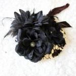 Black Lace Head Piece // Fasinator, Sequins, Black..